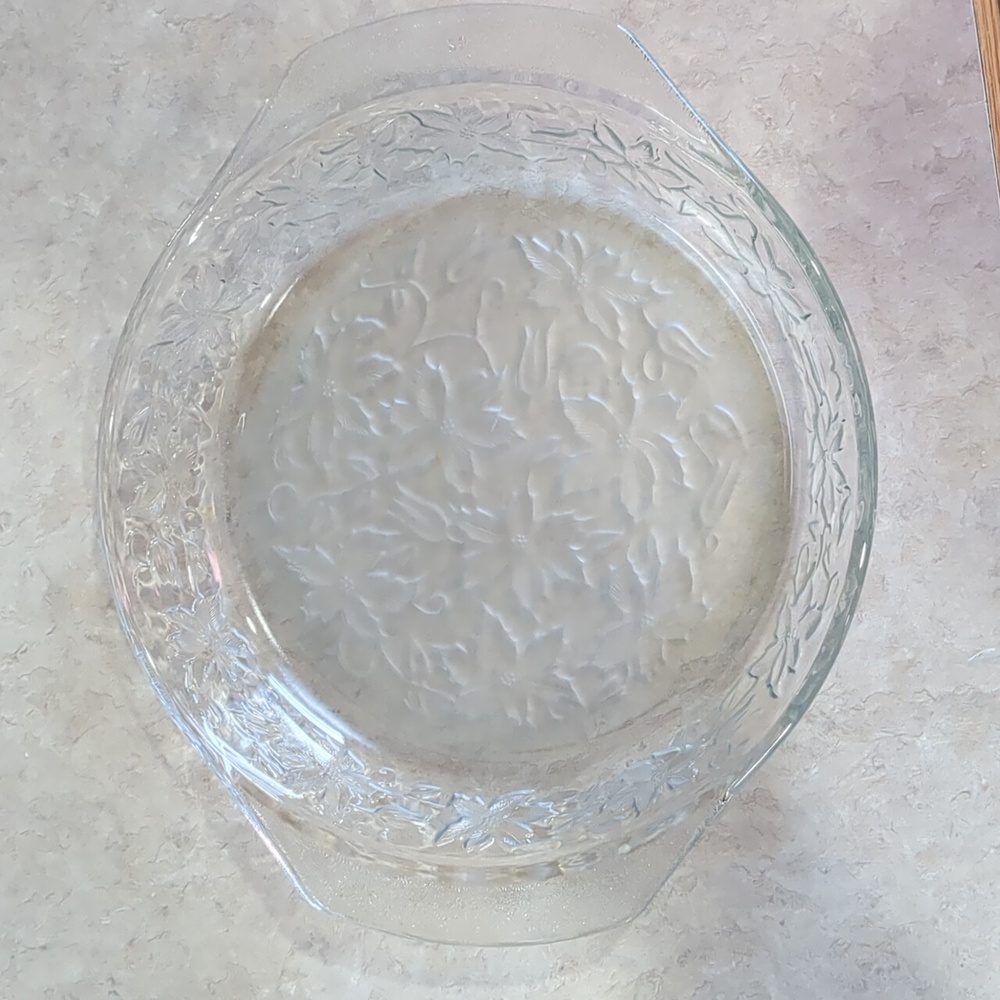 Clear Glass Floral Baking Dish